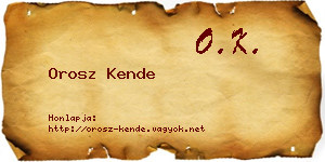 Orosz Kende névjegykártya